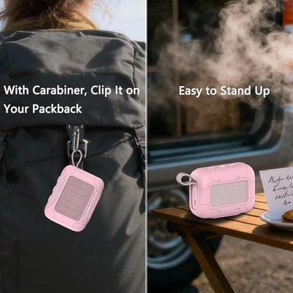 Silicone Cover and Hard Carrying Case for JBL Go 5 Bluetooth Speaker | Protective Cases for Go 5 Speaker Accessories, Scratch-Resistant and Drop-Proof Cover (Pink) - color: Pink