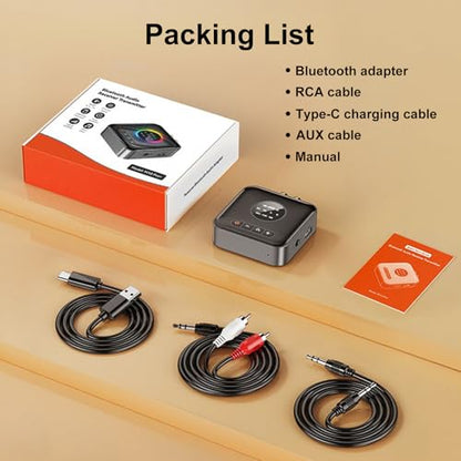 Upgrade Bluetooth 5.2 Transmitter Receiver aptX Adaptive/Low Latency/HD Bluetooth Adapter Support 2 AirPods Headphones, Wireless HiFi Audio Receiver with AUX RCA USB for TV/Car/PC/Home Stereo/Speakers - style: M10-PRO