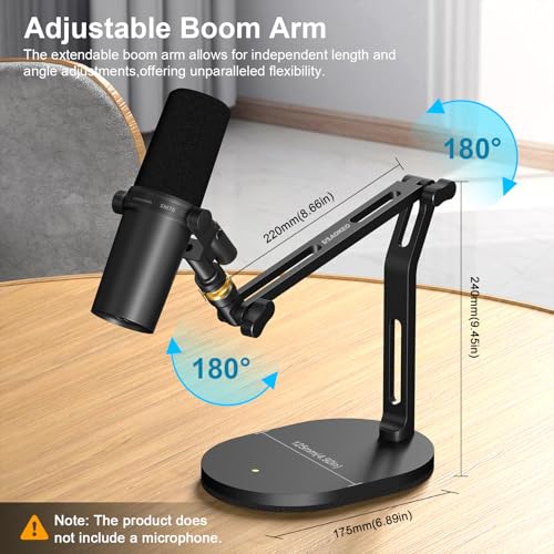 Mic Stand,Desk Mount Desktop Microphone Arm with 3/8" to 5/8" Adapter,Compatible Blue Yeti,HyperX QuadCast,SoloCast,Shure SM7B,MV7X