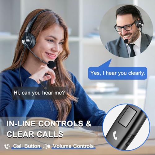 Callez Wired Computer Headset for PC Laptop Mac iPhone Samsung Zoom Teams | 3.5mm/USB-C Headset with Mic Noise Cancelling, Cell Phone Headphone for Work Call Center Home Office, in-line Controls - color: Gray