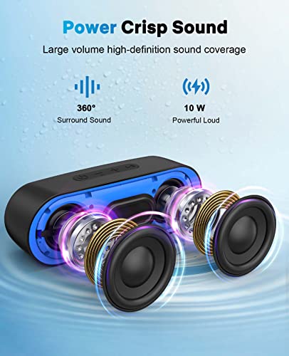LENRUE Bluetooth Speakers, Waterproof Portable Speakers with TWS, 24 Playtime, Stereo Sound, Wireless for Home Shower Pool Beach Outdoor (Black) - color: Black