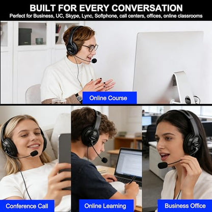 Wired Gaming Headset with Mic for PS5/PS4/Xbox/Switch/PC/Laptop/Tablet/Phone, Over-Ear Headphones with USB-A/C & 3.5mm Jacks/360° Rotating Microphone/In-line Control for Home Office Business Work - style: Double Ear - Flexible Mic