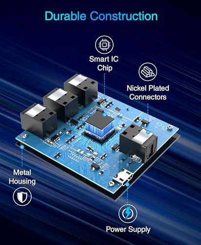 BlueRigger Digital Optical Audio Splitter (1x3 Active Toslink Splitter) - size: 1x3, style: Active