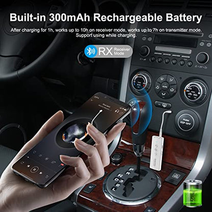 Isobel 3-in-1 Bluetooth Transmitter/Receiver, Rechargeable Bluetooth Adapter for TV & Car Stereo - color: White