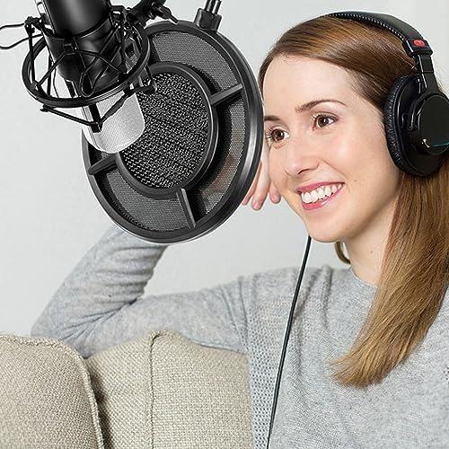 PS-1 Microphone Pop Filter Dual Layer Metal Grill Filter Shidle Anti-Spray Net for Studio Live Broadcast On-line Chat