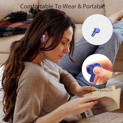 Wireless Earbuds, Bluetooth 5.4 Headphones HiFi Stereo, Bluetooth Earbuds | With ENC Noise Cancelling Mic, IP7 Waterproof in Ear Earphones, 48H, LED Display Ear buds for Pad Workout Sports, Blue - color: Blue