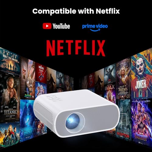 HOMPOW Official Licensed Smart Mini Projector with Wifi and Bluetooth - style: Netflix System
