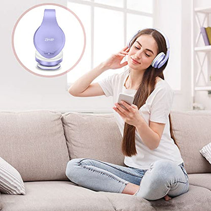 ZIHNIC Bluetooth Headphones Over-Ear, Foldable Wireless and Wired Stereo Headset Micro SD/TF, FM for Cell Phone,PC,Soft Earmuffs &Light Weight for Prolonged Wearing (Purple) - color: Purple