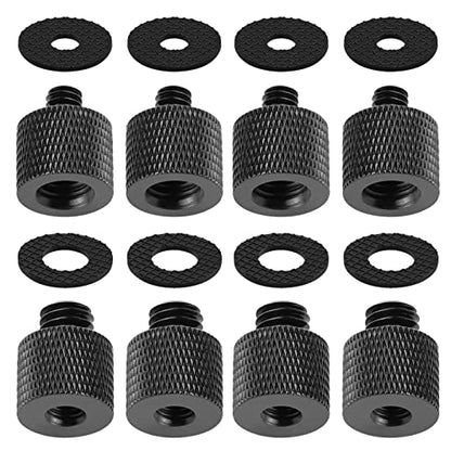 Camera Screw Adapter 8 Pieces Thread 1/4" Male to 3/8" Female and 3/8" Male to 1/4" Female Adapter with Rubber Pad for Camera Monitor, Tripod, Mount