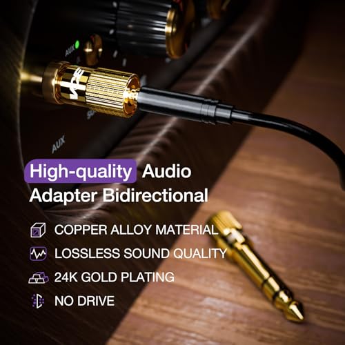 VCE 3.5mm to 1/4 Adapter Stereo Headphone Jack Adapter, 24K Gold-Plated | Seamless Audio Connection, Premium Sound Fidelity, Secure TRS Connection for Aux Cable, Guitar Amplifier, Headphone
