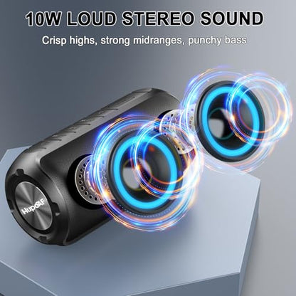 Hupoaf Bluetooth Speaker, Stocking Stuffers Portable Wireless Speaker with 6D Loud Sound, IPX7 Waterproof, HD Call, RGB Lights, 12H Playtime for Home/Party/Outdoor/Beach - color: Dark Black
