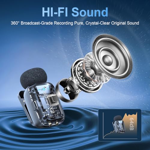 Wireless Lavalier Microphone 3-Level Noise Cancellation for iPhone | Ultralight(5g), Clear Voice, 50M Range, Plug-Play Mini Lav Mic for Android PC, TikTok, YouTube, Video Recording, Black