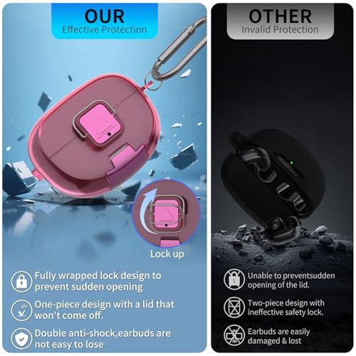 for Bose Ultra Open Earbuds Case with Secure Lock & Phone Stand, Soft TPU Shockproof Protective Clear Case for Bose Open Ear Earbuds Accessories with Cleaning Pen & Keychain (Deep Rose) - color: Deep Rose
