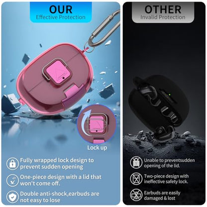 for Bose Ultra Open Earbuds Case with Secure Lock & Phone Stand, Soft TPU Shockproof Protective Clear Case for Bose Open Ear Earbuds Accessories with Cleaning Pen & Keychain (Deep Rose) - color: Deep Rose