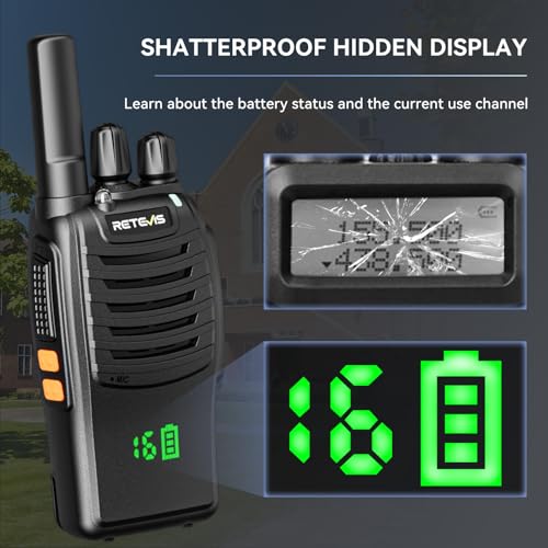 Retevis H-777H Portable 2 Way Radio Shatterproof Hidden Display, 10 Pack | Compact FRS Walkie Talkies for School, Events, USB-C Rechargeable, Emergency Alarm, LED Flashlight, VOX, 260 CTCSS/DCS - style: With Hidden Screen