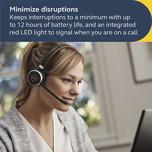 Jabra Evolve 65 SE Mono Wireless Headset - Bluetooth Headset with Noise-Cancelling Microphone, Long-Lasting Battery, and Charging Stand - MS Teams Certified, Works with All Other Platforms - Black - size: MS Teams, style: Mono with Stand