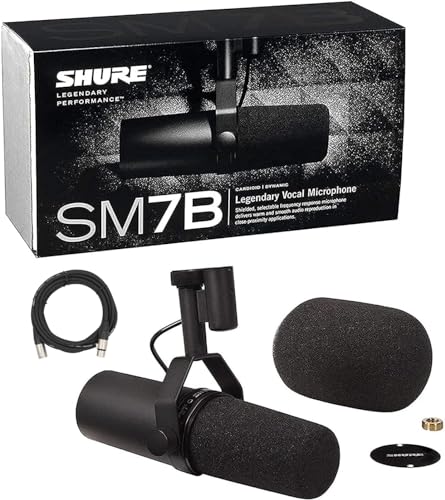 Shure SM7B Dynamic Vocal Microphone for Streaming, Podcast, & Recording with 20ft XLR Cable