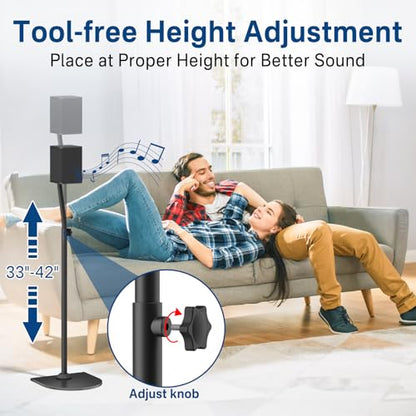 Speaker Stands for LG Rear Speakers SPQ8-S SPT8-S SPK8-S 578S1-S S78S2-S S65S3-S S55TR, Height Adjustable 33"–42" for LG Speaker Stand WR Wall Mount, Fit Keyhole & 1/4"-20 M5 M6 Surround Sound Speaker