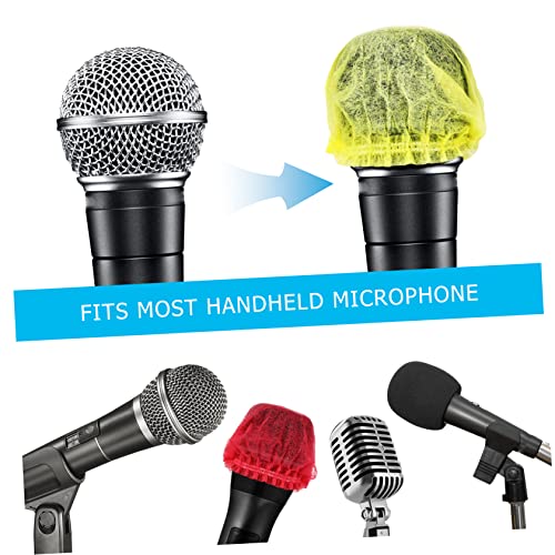 UPKOCH 100Pcs Disposable Microphone Covers Non Woven Handheld Mic Shield Odor Windproof Protection for Ktv Events and Performances