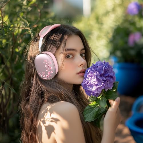 Headphone Cover for AirPods Max, Girly Cute Clear Ear Cups Covers, Pink Silicone Ear Pad Case Headband Cover for Apple AirPods Max (2024/2020), Sakura - color: Sakura-Pink