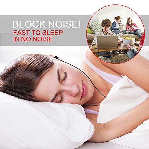 Sleeping Headphones Earphones, Soft Comfortable Silicone Noise Isolating Earbuds with Mic Earplugs for Nighttime, Insomnia, Travel, Sport, Meditation & Relaxation (Black)