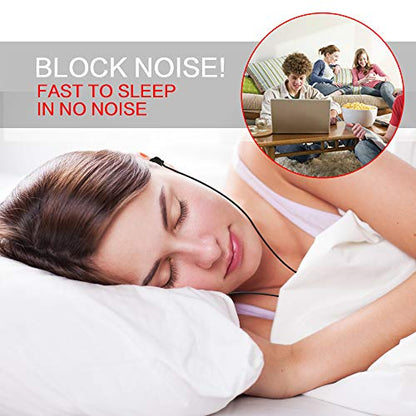 Sleeping Headphones Earphones, Soft Comfortable Silicone Noise Isolating Earbuds with Mic Earplugs for Nighttime, Insomnia, Travel, Sport, Meditation & Relaxation (Black)