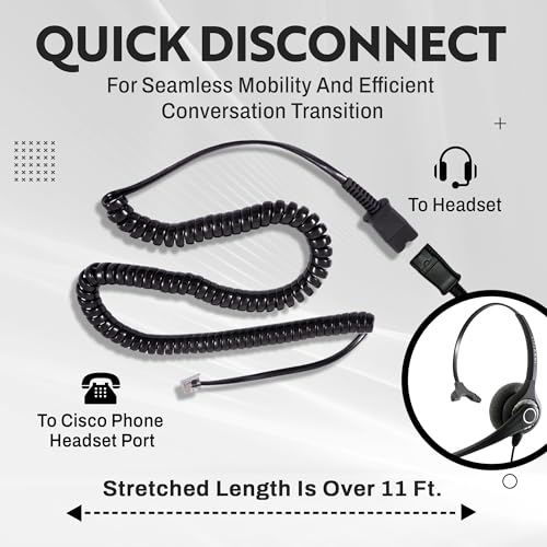 INNOTALK - Cisco Phone Headset, Superb Mono Wired Headset with Microphone & Quick Disconnect Adapter for Most Cisco Phones, Customer Service Wired Headphones, Cost Effective Corded Headset - size: Superb-Mono