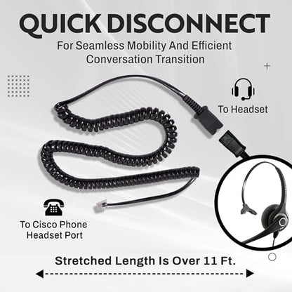 INNOTALK - Cisco Phone Headset, Superb Mono Wired Headset with Microphone & Quick Disconnect Adapter for Most Cisco Phones, Customer Service Wired Headphones, Cost Effective Corded Headset - size: Superb-Mono