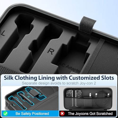 OIVO Carrying Case Compatible with 2025 Nintendo Switch, Portable Switch 2 Travel Carry Case Fit for Joy-Con 2 & Adapter, Hard Shell Protective Pouch Bag with 24 Game Slots, Gray - color: Grey