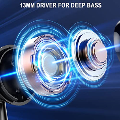 Wireless Earbuds, Bluetooth 5.4 Ear Buds LED Power Display Headphones Bass Stereo, Bluetooth Earbuds in-Ear Noise Cancelling Mic, 40H Playback Mini Case IP7 Waterproof Sports Earphones for Android iOS - color: Black