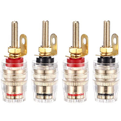 Facmogu 2 Pairs Mini Gold Plated Insulated 5-Way Binding Post Banana Plugs 4mm, 24K Gold Plated Sold Brass Amplifier Speaker Terminal Binding Post Banana Jack - Long - size: Small-Long