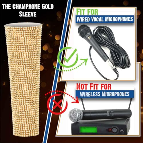 SM58 Wired Microphone Cover Decorate Universal Mic SM58LC, Beta 58a, Glitter Rhinestones Sleeve Replacement Shining on Wedding Party