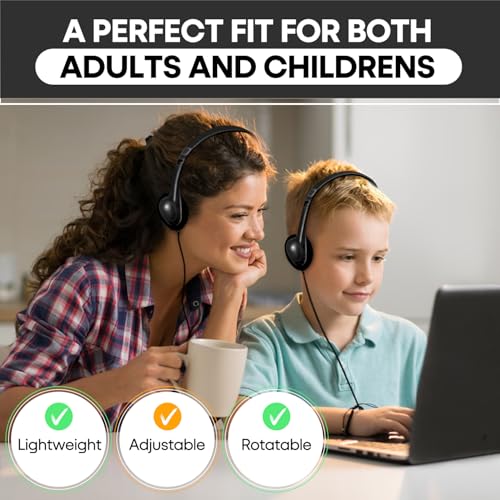 Classroom Headphones Bulk 25 Pack Class Set for School Students Kids and Adult -Sturdy Wired 3.5mm Plug (Black, 25 Pack) - color: Black, size: 25 Pack