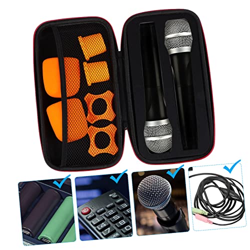 Totority Microphone Storage Box Bag with Padded Sponge Protection Slip Rings and Bottom Rod Holders Zipper Case for Secure Mic Storage and Transport
