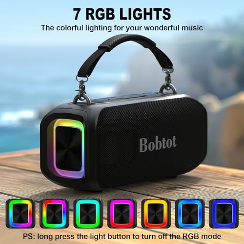 Bobtot Portable Speaker Outdoor Speaker | 2 Wireless Microphones Outdoor Speaker IPX5 Waterproof Speaker with Handle Stereo Loud Sound, Home & Outdoor Party
