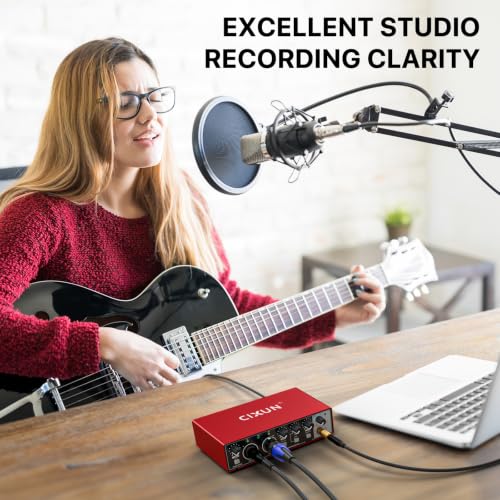 2x2 USB-C Audio Interface for PC/Mac Recording, 24-bit/192kHz, Dual TS/XLR Inputs, +48V Phantom Power, Studio/Podcast/Streaming (Matte Black)