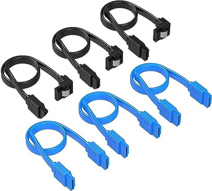 SABRENT SATA III (6 Gbit/s) Right Angle Data Cable with Locking Latch + SATA III (6 Gbit/s) Straight Data Cable with Locking Latch for HDD