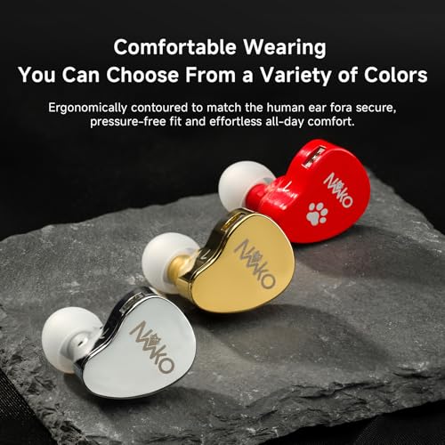 CVJ Neko IEM Wired Gaming Earbuds, 10mm Dynamic Driver HiFi in-Ear Monitors with 3.5 & 4.4mm Plugs, Deep Bass Headphones with Detachable Silver-Plated Cable for Audiophiles, Singers, Musicians - Gold - color: Gold