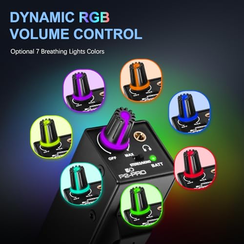 P2 PRO Headphone Amplifier, Portable in Ear Monitor Amplifier | Personal Headphone Amp, XLR/TRS Input 3.5mm Output, Stereo/Mono Switch, Built-in 500mAh Battery,14h Playtime, 7 Color Light