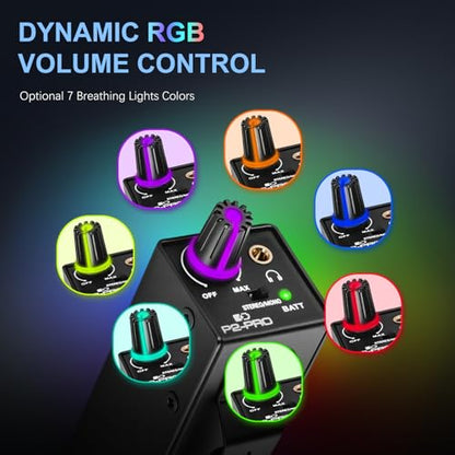 P2 PRO Headphone Amplifier, Portable in Ear Monitor Amplifier | Personal Headphone Amp, XLR/TRS Input 3.5mm Output, Stereo/Mono Switch, Built-in 500mAh Battery,14h Playtime, 7 Color Light