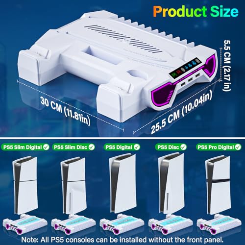 Cooling Station for PS5/Slim/Pro Standard Disc/Digital Console - color: White