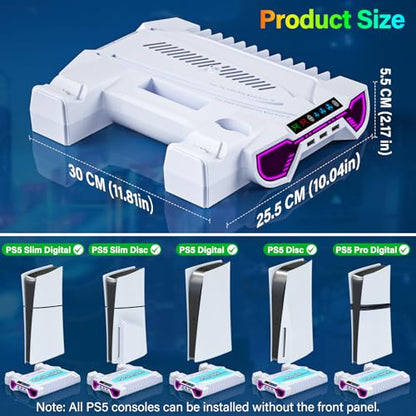 Cooling Station for PS5/Slim/Pro Standard Disc/Digital Console - color: White