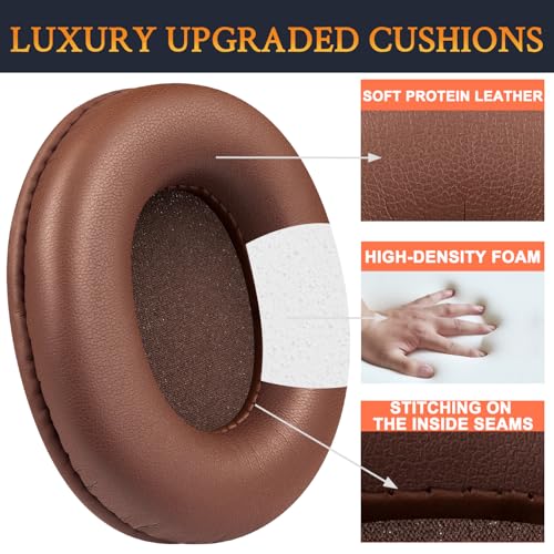 SOULWIT Replacement Earpads for Sony MDR-7506 MDR-V6 MDR-V7 MDR-CD900ST Monitor Headphones, Ear Pads Cushions with Softer Protein Leather, High-Density Foam - Coffee - color: Coffee