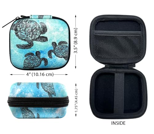 WIRESTER Portable Wireless Headphone Case, Earphone Storage Bag Carrying Case, Earbud Holder with Carabiner Compatible with Raycon Fitness Bluetooth True Wireless Earbuds - Ocean Sea Turtles - color: Ocean Sea Turtles