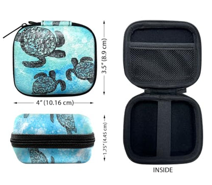 WIRESTER Portable Wireless Headphone Case, Earphone Storage Bag Carrying Case, Earbud Holder with Carabiner Compatible with Raycon Fitness Bluetooth True Wireless Earbuds - Ocean Sea Turtles - color: Ocean Sea Turtles