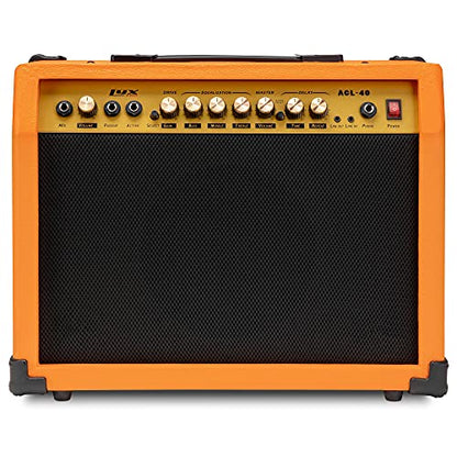 LyxPro 40 Watt Electric Guitar Amplifier | Solid State Studio Amp with 8” 4-Ohm Speaker, Custom EQ Controls, Drive, Delay, ¼” Passive/Active/Microphone Inputs, Aux in & Headphone Jack - Sunburst - color: Sunburst, size: 40 Watt