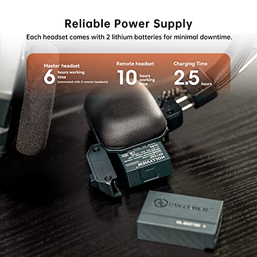Hollyland Solidcom C1 Pro Wireless Intercom Headset System ENC Noise Cancellation Full Duplex 6-Person 1100ft Team Communication with PTT Mute Single Ear Headset for Church Drone TV Film Production - size: 6 Set Single Ear
