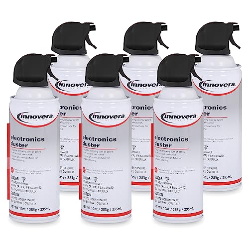 Innovera Compressed Air Duster Cleaner | 6 Count; Powerful Compressed Air Stream Quickly Removes Dust, Dirt, Lint, and Debris from Hard-To-Reach Areas