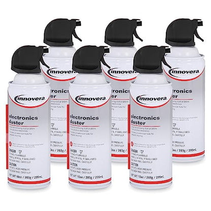 Innovera Compressed Air Duster Cleaner | 6 Count; Powerful Compressed Air Stream Quickly Removes Dust, Dirt, Lint, and Debris from Hard-To-Reach Areas