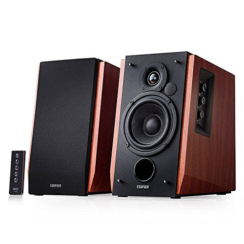 Edifier R1700BT Bluetooth Bookshelf Speaker - Active Near-Field Studio Monitors - Powered Speakers 2 Setup Wooden Enclosure - 66w RMS - color: black and walnut